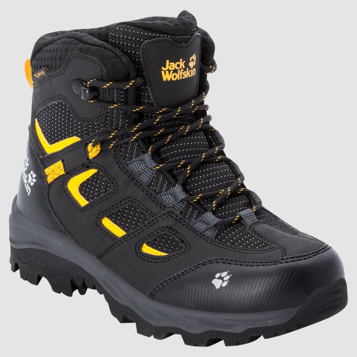 Jack Wolfskin Kids Vojo Texapore Mid Hiking Boots Black/Yellow 513942ZWG